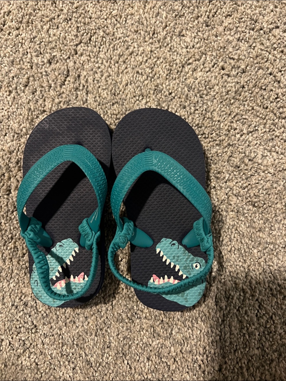 Cat & Jack Teal Dinosaur Toddler Flip Flops